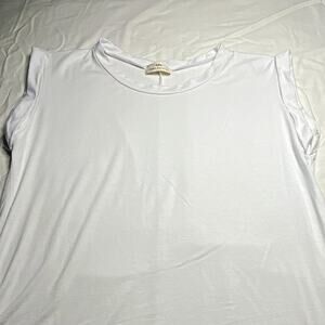 Rebel Society Women’s L White Solid Round Neck Sleeveless Knit Top Stretch (113)